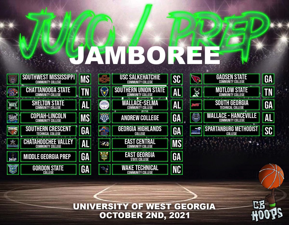 Corry Black (@coachcblack) on Twitter photo October is for Juco 🏀 🔥
Loaded Group of Teams coming to <a href="/UWGAthletics/">West Georgia Wolves</a>
<a href="/SMCC_Basketball/">SW Mississippi CC Men’s Basketball</a>
<a href="/ChattStateMBB/">Chatt State BBall</a>
<a href="/sheltonst_mbb/">Shelton State CC Basketball</a>
<a href="/colinathletics/">Co-Lin Athletics</a>
<a href="/WallaceStHoops/">Wallace State Hoops</a>
<a href="/ChattValleyMBB/">Chatt Valley Men’s Basketball</a>
<a href="/MotlowStMBB/">Motlow State Men’s Basketball</a>
<a href="/GOSMCBASKETBALL/">Spartanburg Methodist College - Men’s Basketball</a>
@Salk_Hoops
<a href="/SGTCJets/">SGTC Jets</a>
<a href="/gordonbasketbal/">Gordon State Men's🏀</a>
<a href="/middle_prep/">Middle Georgia Prep</a> & More to Come October is for Juco 🏀 🔥
Loaded Group of Teams coming to <a href="/UWGAthletics/">West Georgia Wolves</a>
<a href="/SMCC_Basketball/">SW Mississippi CC Men’s Basketball</a>
<a href="/ChattStateMBB/">Chatt State BBall</a>
<a href="/sheltonst_mbb/">Shelton State CC Basketball</a>
<a href="/colinathletics/">Co-Lin Athletics</a>
<a href="/WallaceStHoops/">Wallace State Hoops</a>
<a href="/ChattValleyMBB/">Chatt Valley Men’s Basketball</a>
<a href="/MotlowStMBB/">Motlow State Men’s Basketball</a>
<a href="/GOSMCBASKETBALL/">Spartanburg Methodist College - Men’s Basketball</a>
@Salk_Hoops
<a href="/SGTCJets/">SGTC Jets</a>
<a href="/gordonbasketbal/">Gordon State Men's🏀</a>
<a href="/middle_prep/">Middle Georgia Prep</a> & More to Come