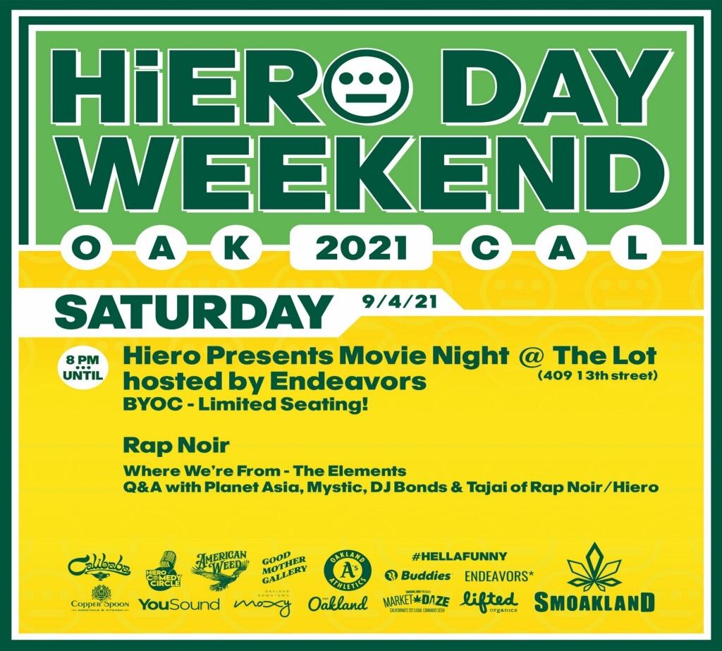 HieroDay's tweet photo. Next Saturday! Join us for Hiero Presents Movie Night  @ The Lot. Hosted by Endeavors 
- BYOC (seating is limited) -

Rap Noir
Where We’re From - The Elements

Stay after for a Q&amp;A with Planet Asia, Mystic, DJ Bonds, DJ Breeze &amp; Tajai of Rap Noir/Hiero. https://t.co/6aArpmJ8c6