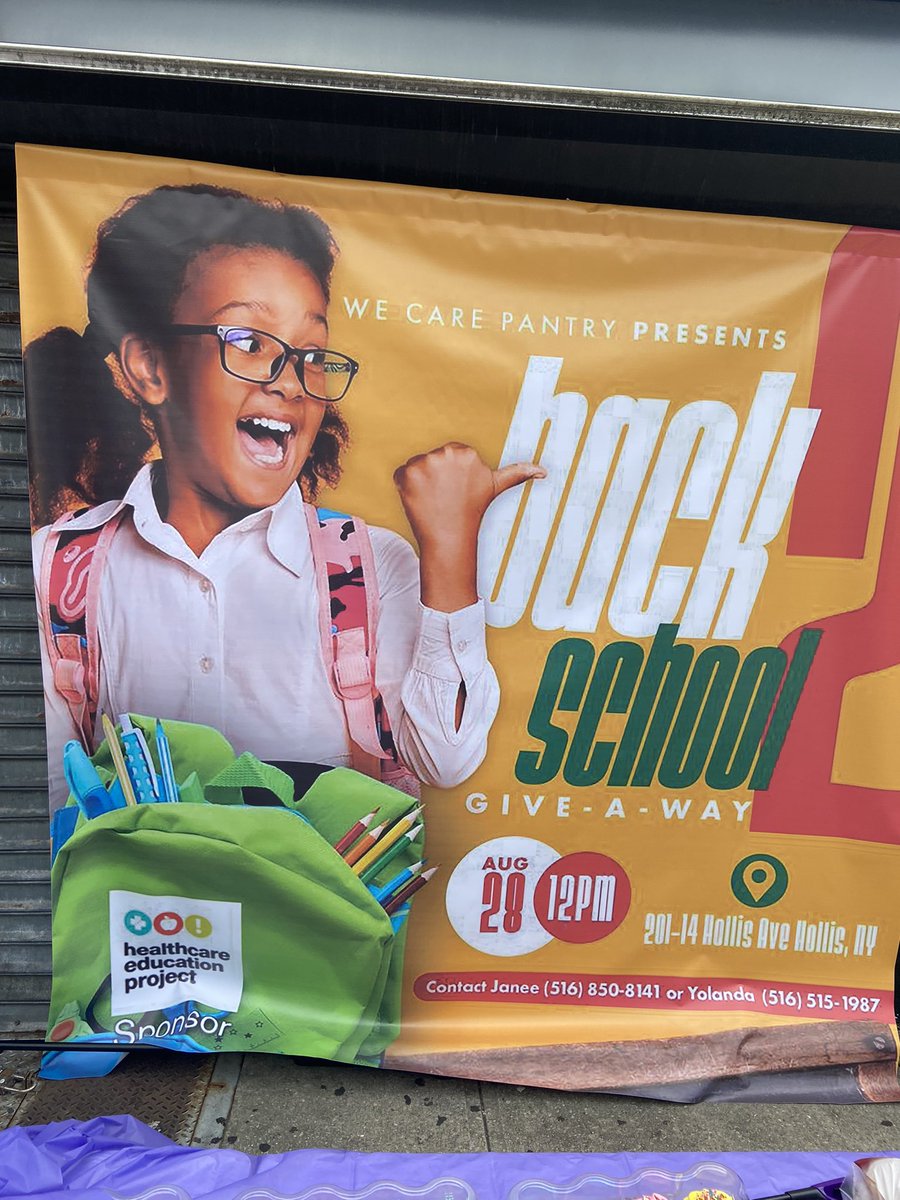 HEPSEQUEENS's tweet photo. Backpacks &amp; School supplies give-a-way@Bright Light Worship Center in Hollis! HEP ❤️community collaborations! Free snacks too! https://t.co/UQHsbZMoad