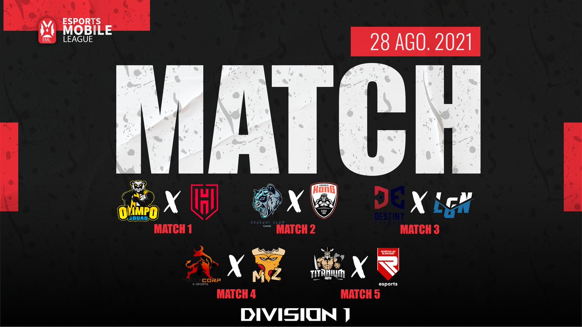 #EML_WR | MATCHDAY!

Continuamos con la 3era jornada:

<a href="/OlimpoSquad/">Olimpo Squad⚡️</a> 🆚 <a href="/HardEsports/">[H]ard Esports</a>
@ClawGuarani 🆚 <a href="/kongesportsgg/">KONG ESPORTS</a>
<a href="/EDestyBlack/">Destiny eSports Wild Rift™</a>🆚 <a href="/LegionEsportsOK/">Legion Esports 🇦🇷</a>
#TrujiCorp 🆚 <a href="/MZteamesports/">MZ Team 🍕</a>
<a href="/TitaniumArmyGG/">⭐ Titanium Army ⭐</a> 🆚 <a href="/LosRejuEsports/">Los Rejuntados Esports</a>

⏰| 16:00hrs 🇵🇪
📺| twitch.tv/eml_latam

#eSportsMobile