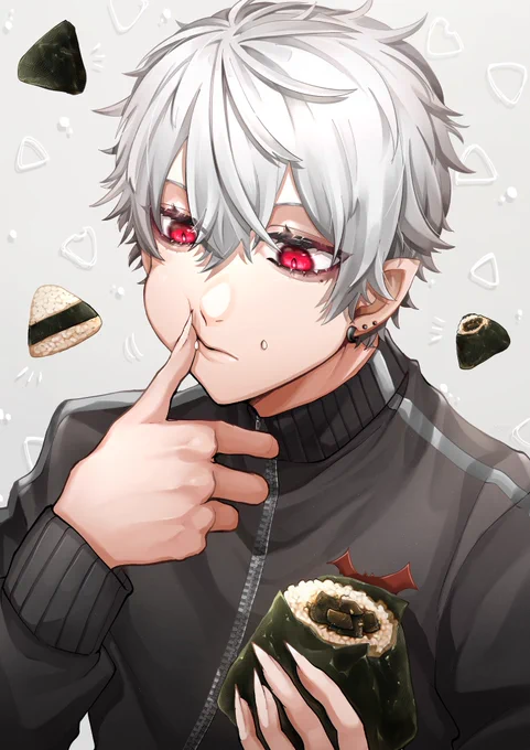 #KuzuArt
昆布おにぎり食べるズハ🍙 
