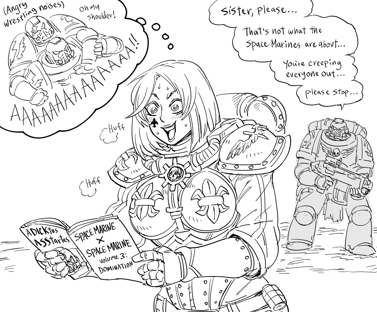 baalbuddy's tweet photo. Patreon request for more of 40k Sister of Battle:
https://t.co/RlZ3eRwaMd

I haven't been checking Niconico recently so I'm behind on any renovations made in the Gachi music scene. Please post links to your recommended pants wrestling compositions. https://t.co/eRQLR4IBUd