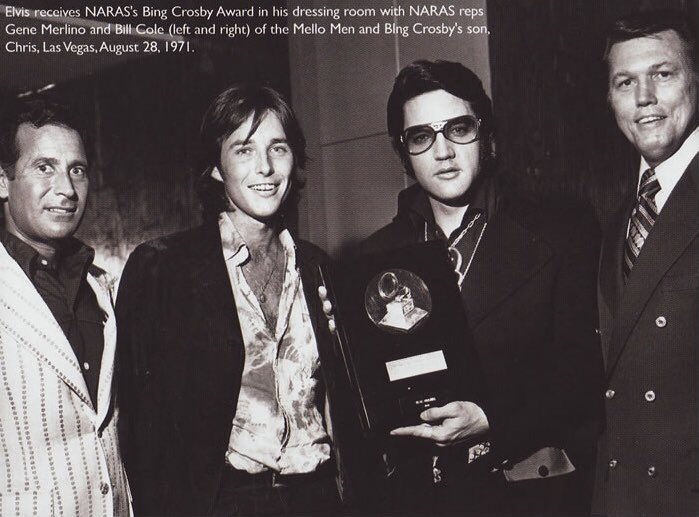 Today in 1971, @ElvisPresley won the @RecordingAcad’s #LifetimeAchievement Award.

Then known as the #BingCrosby Award, #Elvis was the 6th recipient—after #Bing, #FrankSinatra, #DukeEllington, #EllaFitzgerald, & #IrvingBerlin.

At 36, Elvis was the youngest living recipient EVER.