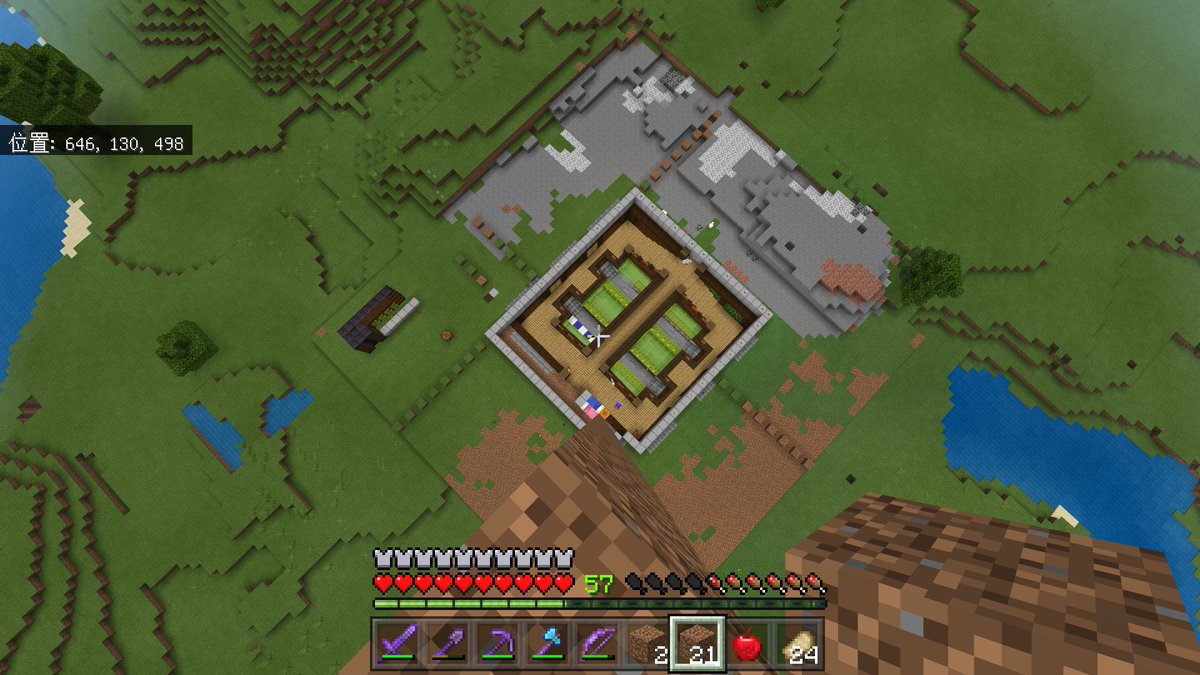 𝐊𝐮𝐢𝐍𝐚 على تويتر 交易所の周りの整地と湧き潰し 交易所自体は11x11くらいの大きさなのにいろいろイイ感じに整備しようとすると3x3チャンクくらいになるのね ちょっと道とか馬小屋とか作って通いやすいようにしていきたい マイクラ