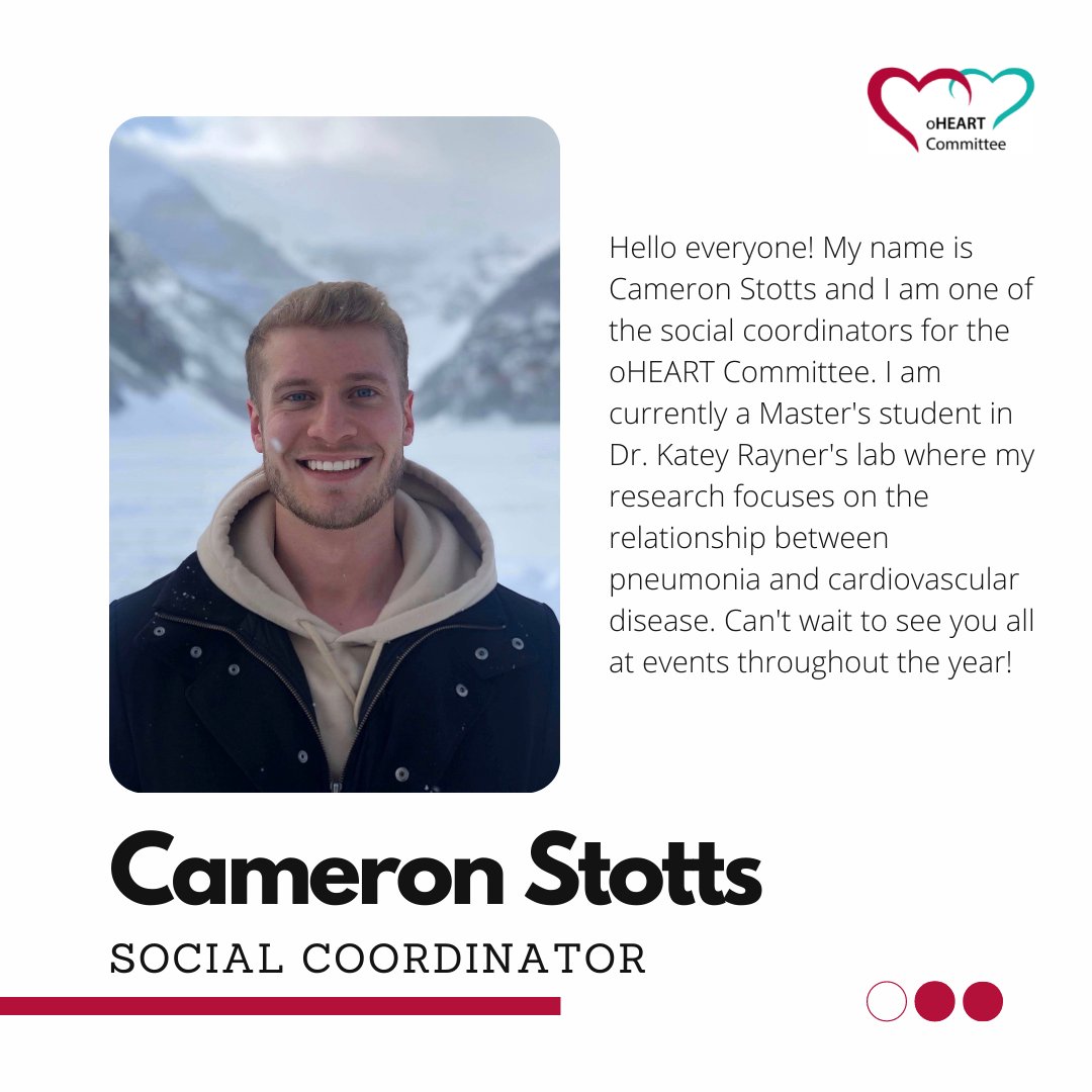 oHEART Committee (@oheartcommittee) on Twitter photo Next up on #MeetTheTeam is one of our social coordinators @Cam_Stotts!
 
Cameron is part of a duo that plans, organizes and hosts social events for our trainees. Next up on #MeetTheTeam is one of our social coordinators @Cam_Stotts!
 
Cameron is part of a duo that plans, organizes and hosts social events for our trainees.