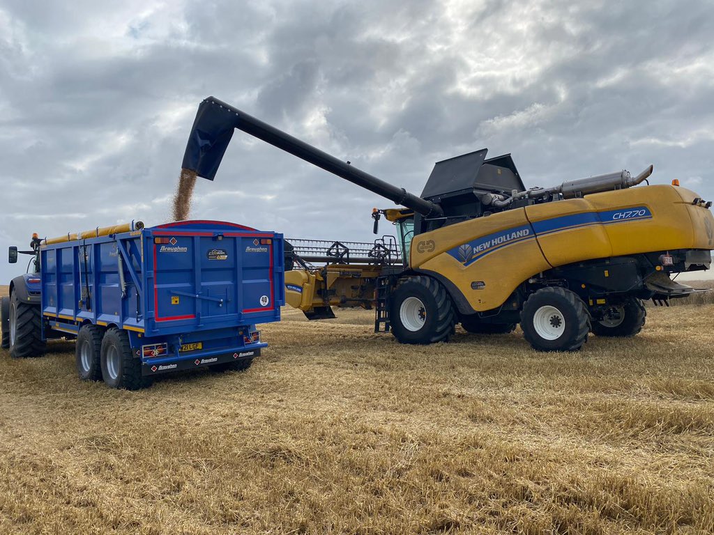 Cloudy skies no match for the @NHAG_UKandROI CH7.70 today 💪🏼

#yellowandbluegetsyouthrough #harvest2021 #combine #newholland #agriculture #farminh #broughantrailers