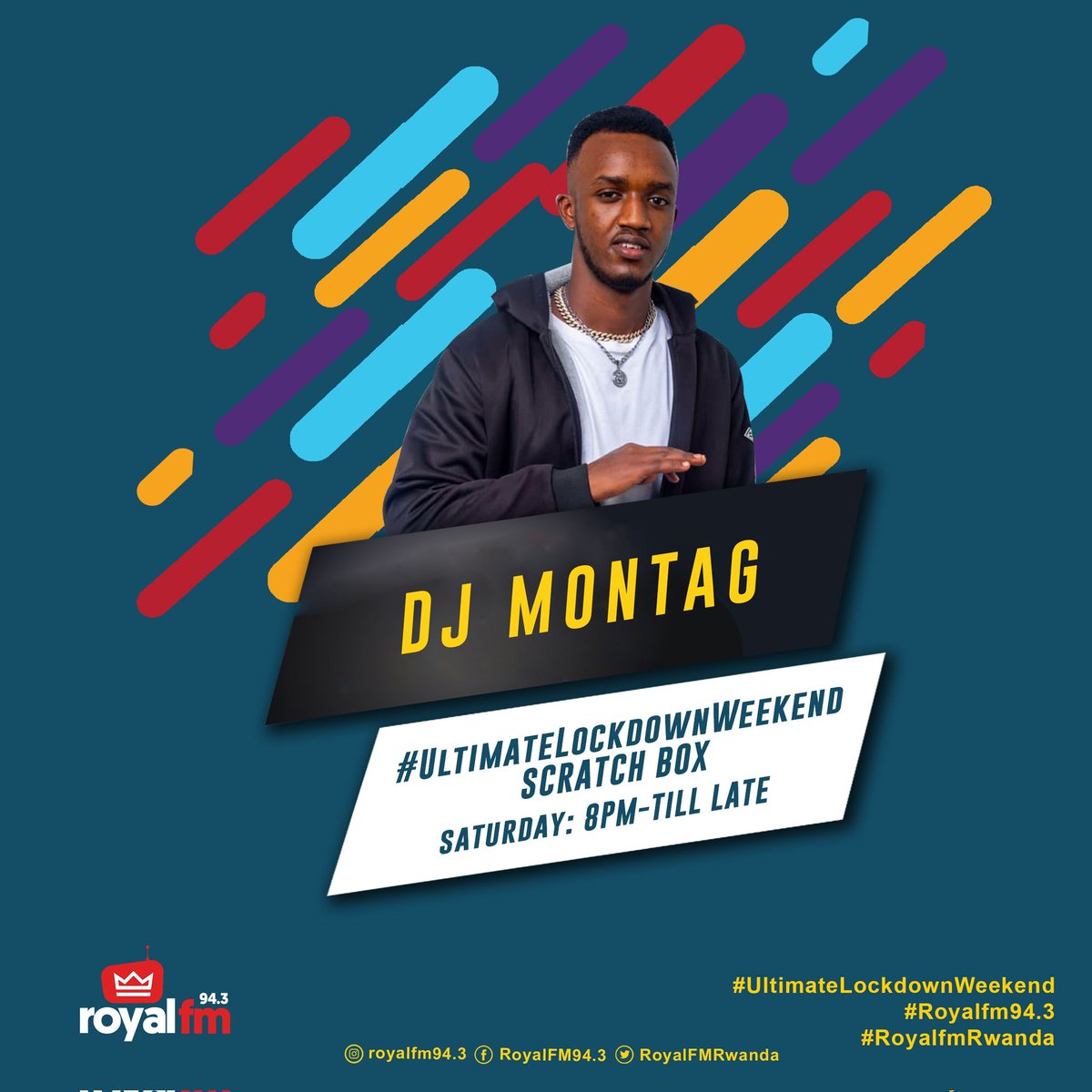 RoyalFMRwanda's tweet photo. The parteeeee is still on 🕺💃🔥🔥🔥🔥...
We told you that it is a weekend full of hot vibes...... #DjVinyl #DjMontag taking us till late..... It is 
#UltimateLockdownWeekend 
@krissvicc #943RoyalFM https://t.co/k76KlyZA9D