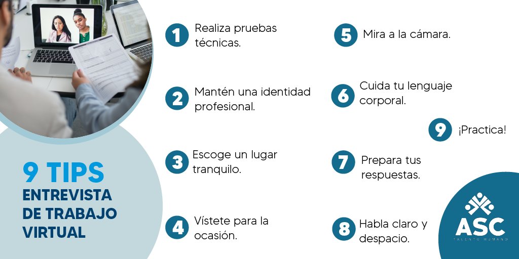 GRUPOASC_PERU's tweet photo. 📌Tips para una entrevista virtual🤓
#TipsLaboral #Entrevista #EntrevistaVirtual #TipsASC👇 https://t.co/Xxm1JuO9fJ