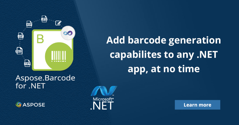 aspose's tweet photo. On-Premise #NET #API to Create 1D (Linear), 2D &amp; Postal #BarCodes of 60+ symbologies.