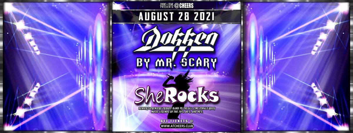 #Tonight @AtCheers #Dokken tribute #MrScary & #SheRocks #Female Fronted #RockBands #SaturdayNight #August28 2021 Doors @7 #Tickets @ The Door or on #Eventbrite #atCheers #Northglenn #Thornton #Denver #LiveBands #RockShow #LiveMusic #LiveBands #MetalMusic @EventsColorado @der60mn