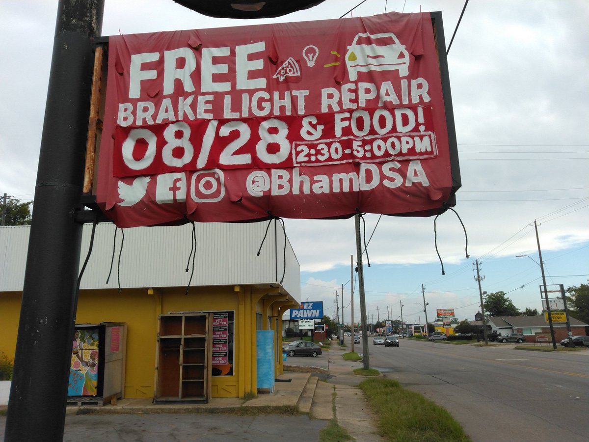 Celi4Change's tweet photo. Join the The Birmingham Free Store and Birmingham DSA at 2:30pm today for their Free Breaklight Clinic on Bessemer Road in Central Park! #MutualAid https://t.co/PrkvK3TP53