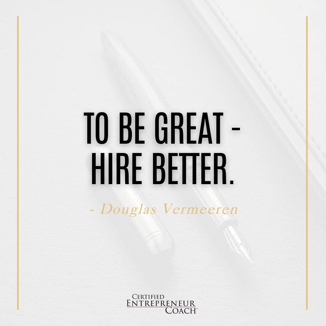 CertEntrepCoach's tweet image. “To be great - hire better.” -Douglas Vermeeren

How do you hire your people? Share your insights and Tag a friend.

#entrepreneur #coaching #certifiedentrepreneurcoach #businesscoach #entrepreneurcoach #entrepreneurmindset #lifestylebusiness #businessadvice #businessstrategy