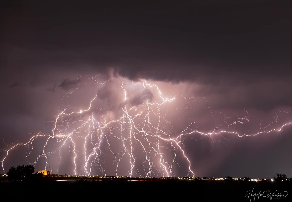 JadenTorresTV's tweet photo. WHOA! Check out this photo taken in Rio Rancho looking toward Albuquerque a few nights ago when storms rolled through! 😮⚡️#nmwx 
📸: Pam Dorner via ulocal https://t.co/uQqHwhNP64