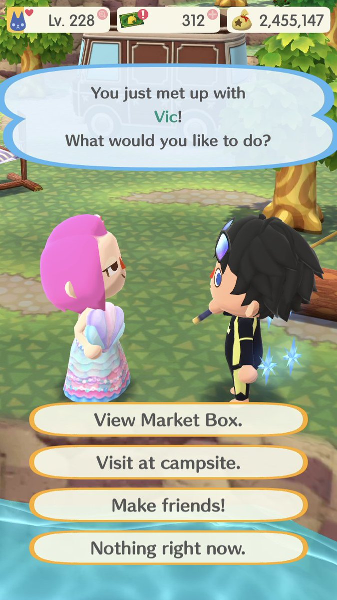 SyrSci's tweet photo. A few photos of another camp manager seeing the fish I caught. #AnimalCrossing #PocketCamp https://t.co/x3518ufPRw