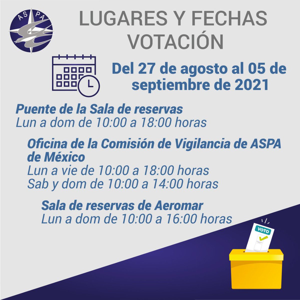 aspaprensa's tweet photo. Tú eliges a tus representantes en ASPA. Tienes hasta el 5 de septiembre para votar, recuerda que tu participación es fundamental en el desarrollo de nuestro sindicato. https://t.co/iR37KUi9iF
