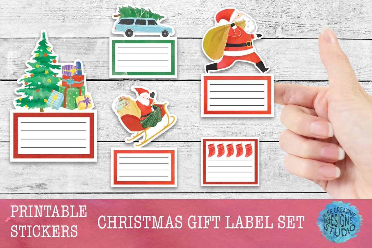 Christmas Sticker Gift Label Bundle| Print and Cut Stickers designbundles.net/esi-designs/15…