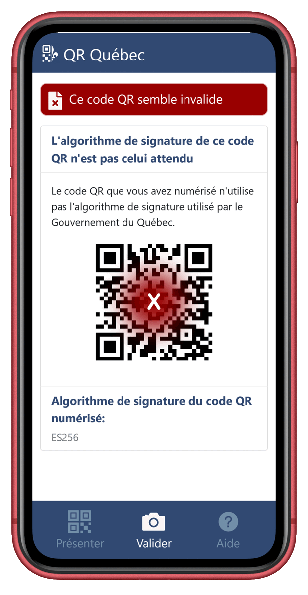QrQuebec's tweet photo. Version 0.9.3 de QR Québec maintenant disponible ! Nous avons ajouté des vérifications sur les signatures numériques afin d'éviter d'accepter des faux QR. 

Pour le moment, aucune méthode connue n'a réussi à déjouer notre application. https://t.co/fmIeBIvMeB