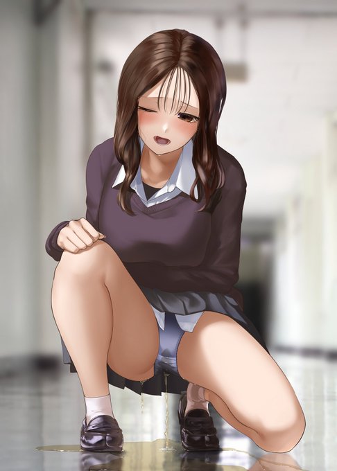 我慢限界おもらししてる女の子 