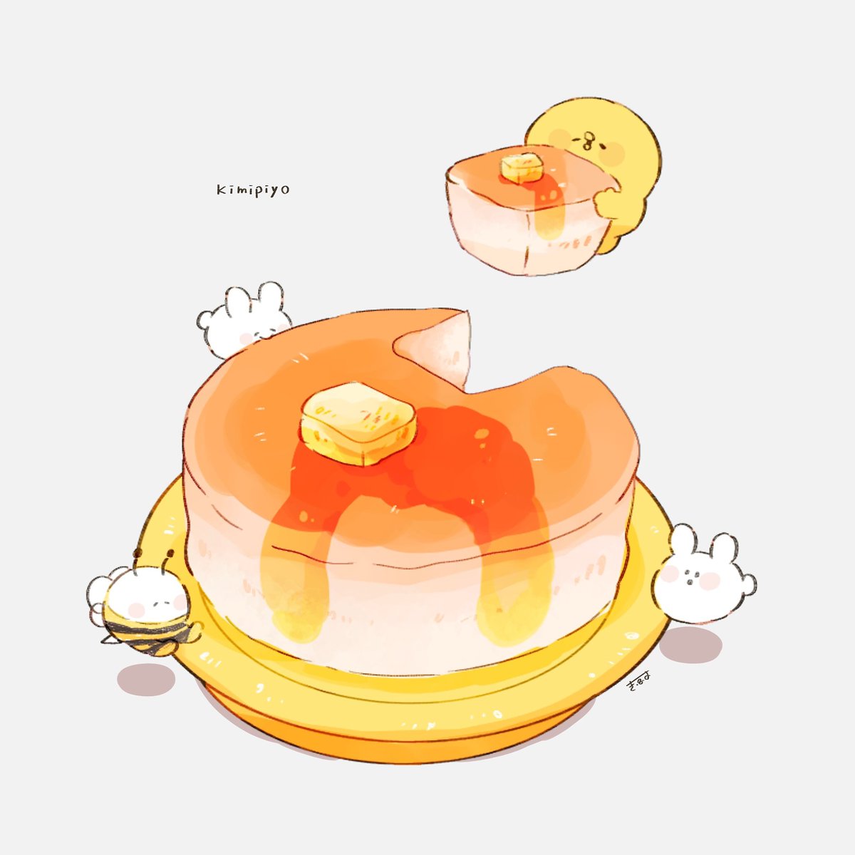 「🥞

#きみピヨ 」|てんみやきよのイラスト