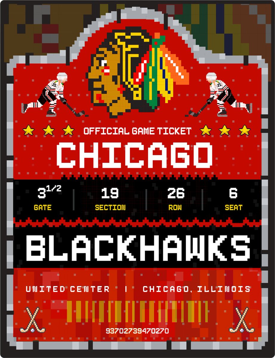 The Chicago Blackhawks just launched their first ever NFT Collection. The hockey team's collection consists of 12 hocket character cards and 2000 digital tickets in 8-bit style. The NFT train just departed and everyone wants to catch up

#NFT #ETH #NFTart #Crypto #Art