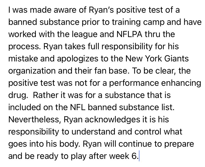 TomPelissero's tweet photo. Statement from #Giants LB Ryan Anderson’s agent, Chad Wiestling: https://t.co/tgPAf1xwaP