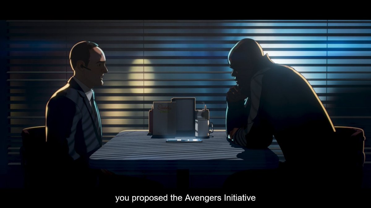 iamdariusmullin's tweet photo. Cinematic parallels between What If...? episode 3 and Marvel One-Shot: The Consultant - Coulson discussing the fate of the Avengers Initiative in a diner in Puente Antiguo, NM with Fury vs. with Sitwell.
#MarvelOneShot #WhatIf https://t.co/vb7o0ovm0V