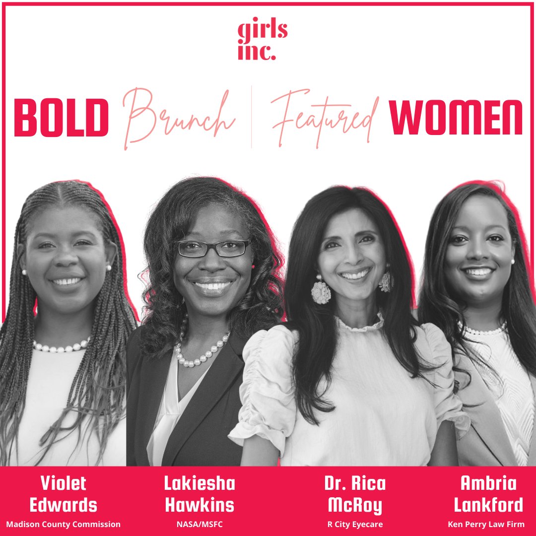 GirlsIncofHSV's tweet photo. Introducing our featured women for the Bold Brunch! 

Join our virtual livestream event to see local Girls Inc. girls interview these amazing women. Read bios and grab your tickets now at https://t.co/8NiHB5LzBI

#GirlsIncHSV #StrongSmartBold
#BoldBrunchHSV #iHeartHSV https://t.co/LD3h2qmAjI