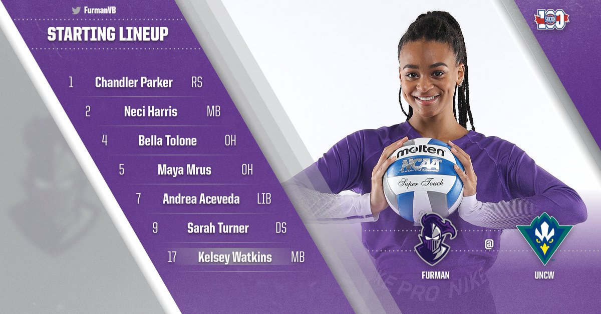 FurmanVB's tweet photo. The starting lineup for tonight's match vs. UNCW! #FUVB https://t.co/ouLKEpziDH