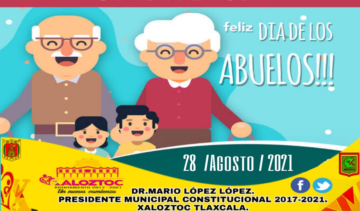 DrMarioLopezL's tweet photo. #DíaDelAbuelito 👵👴 | Hoy, en el "Día del Abuelito", reconocemos y valoramos su trayectoria de vida. Los abuelitos son el motor de todas las familias #Xaloztenses, desafortunadamente, tras esta contigencia no es posible celebrarles como se merecen. 
#Un_Nuevo_Comienz❤ https://t.co/SGKVaHRvCO