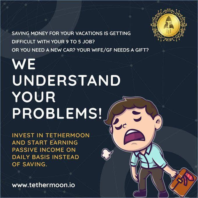 TITAN CRYPTONERS (@tcryptoners) on Twitter photo $TRM
<a href="/Tethermoon/">TetherMoon</a>
Tethermoon can be a great way to help you generate extra cash flow on a daily basis. Buy hold and earn USDT rewards everyday.
t.me/TETHERMOON
tethermoon.io
New moon with face We are TETHERMOON Full moon with face
#TRM #USDT #BlockChain $TRM
<a href="/Tethermoon/">TetherMoon</a>
Tethermoon can be a great way to help you generate extra cash flow on a daily basis. Buy hold and earn USDT rewards everyday.
t.me/TETHERMOON
tethermoon.io
New moon with face We are TETHERMOON Full moon with face
#TRM #USDT #BlockChain