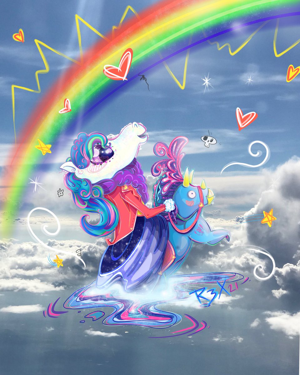 DrawsR3x's tweet photo. Finally finished this piece! 
#art #mylittlepony #lisafrank #artshare #procreateart #Dinosaur #pony #sticker #fabulous #rainbow #cloudart #cloudburst #gaybros #brony https://t.co/HzZLxkBcc7