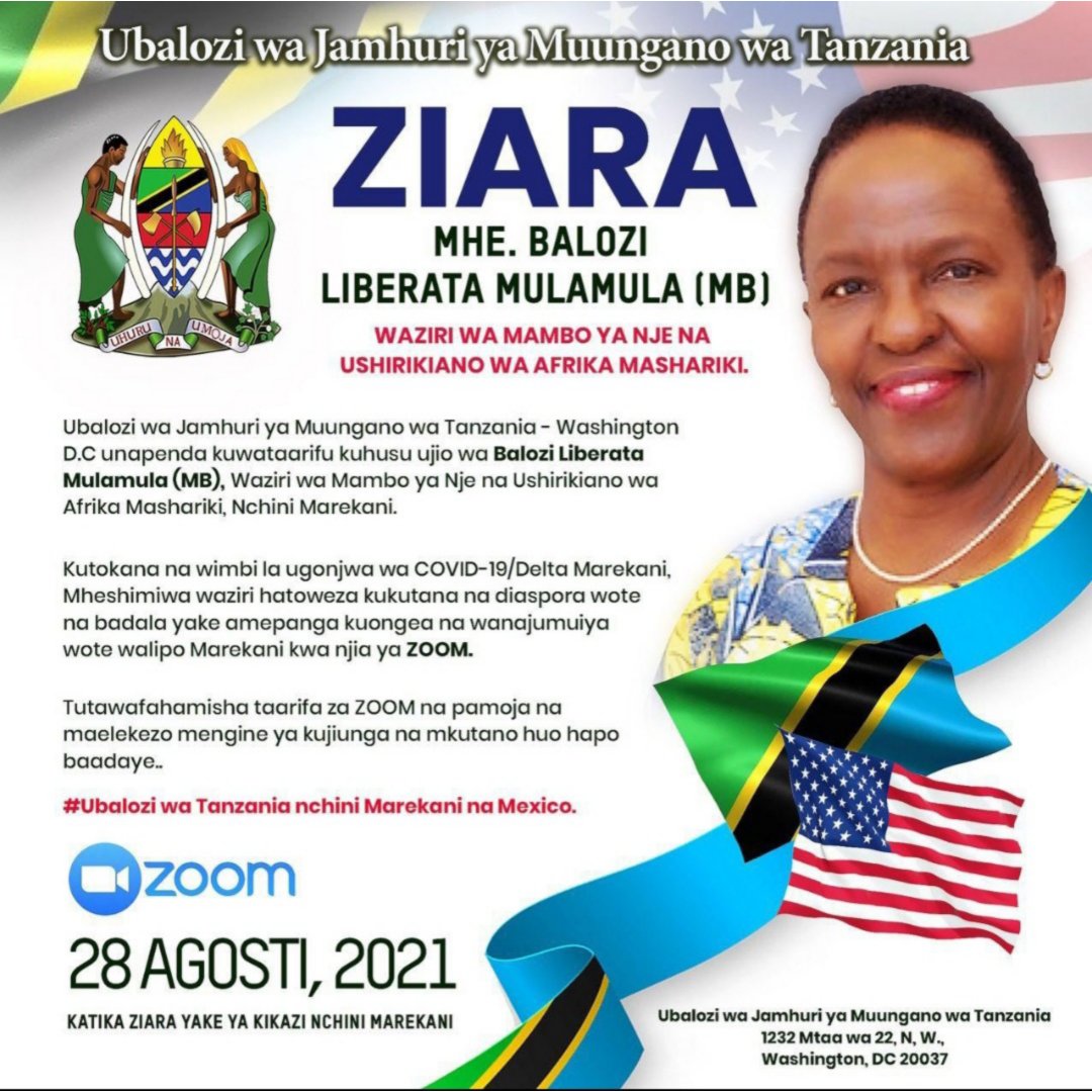 Nampongeza sana Mhe Waziri  <a href="/Amb_Mulamula/">Ambassador Liberata Mulamula</a> Waziri @foreigntanzania kwa kuandaa Mkutano na Diaspora Watanzania uliogusia maeneo mengi ikiwemo Hadhi Maalum. Mkutano ulianza saa 4 hadi 7 usiku ya 🇹🇿 na zaidi ya watu 774 walishiriki. Namshukuru Mhe Waziri kwa kunipa fursa ya kuchangia