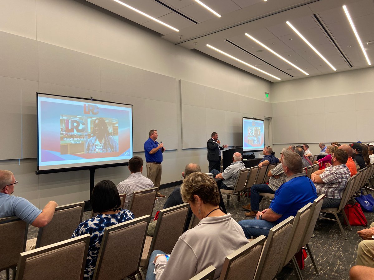 LawtonPS's tweet photo. We had an incredible time at #OSSBA21! @LawtonSup and @James409Jason representing #LawtonPS and sharing all the #LPSNextLevel things taking place in our district to include our Life Ready Center! https://t.co/yTt0LsmIQq