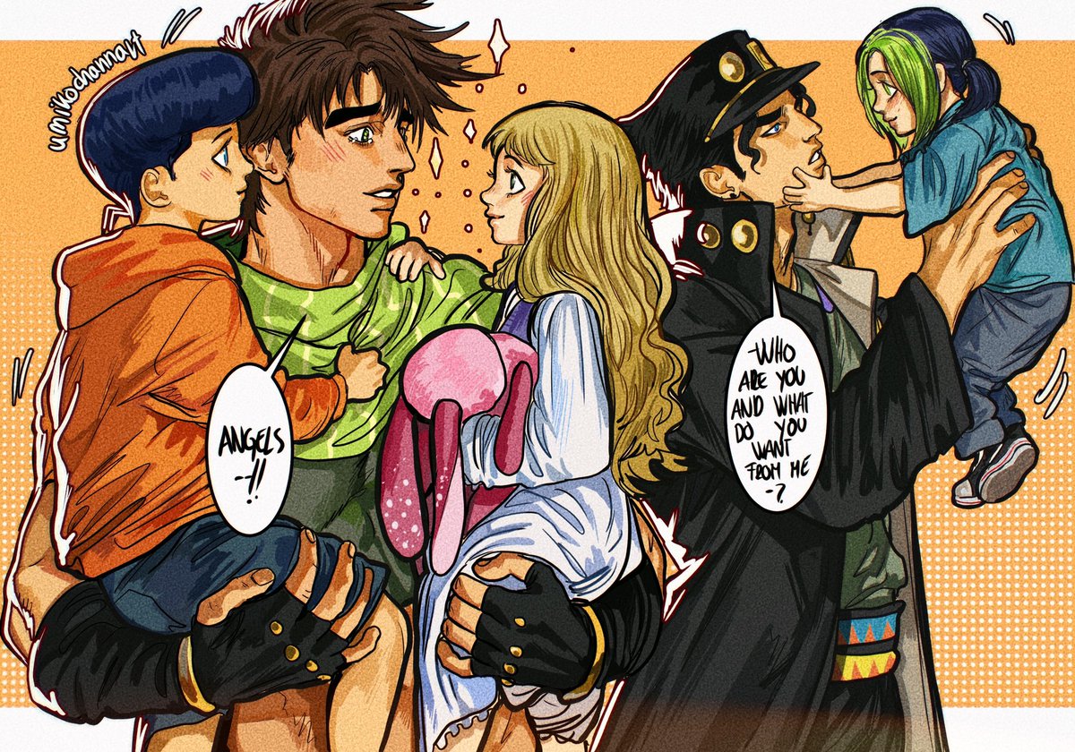 umikochannart's tweet photo. Young ones meet the babies 🤲 #jojosbizarreadventure https://t.co/w2yWIi0GdD