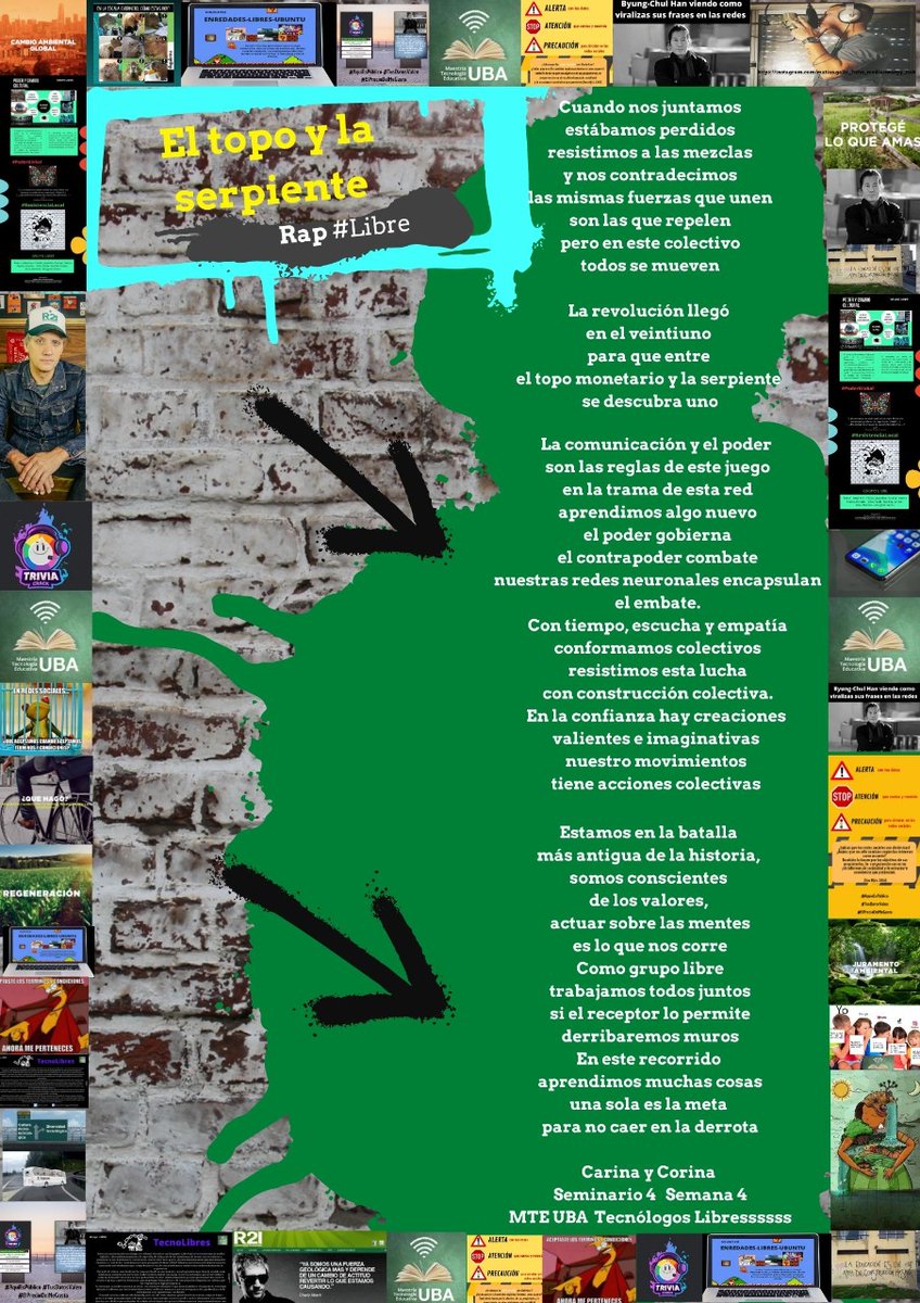 tecno_libres's tweet photo. EL TOPO Y LA SERPIENTE
Somos el COLECTIVO TECNOLIBRES. Con este RAP nos presentamos. Somos un Colectivo de tecnólogas y tecnólogos educativos que trabajamos por la transformación del Ecosistema Digital. @carinalion @corirogovsky @mteUBA
#mteUBA 👇🎵 https://t.co/5HvMmfU40I
