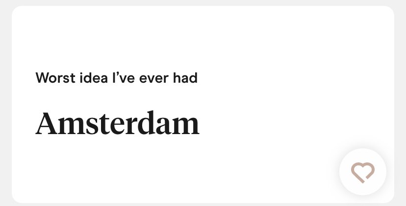 BumblerUnhinged's tweet photo. Can’t believe I saw the founder of Amsterdam on @hinge 
#hinge #dating #worstidea #thanksobama #Amsterdam https://t.co/C4QBjkyjFU