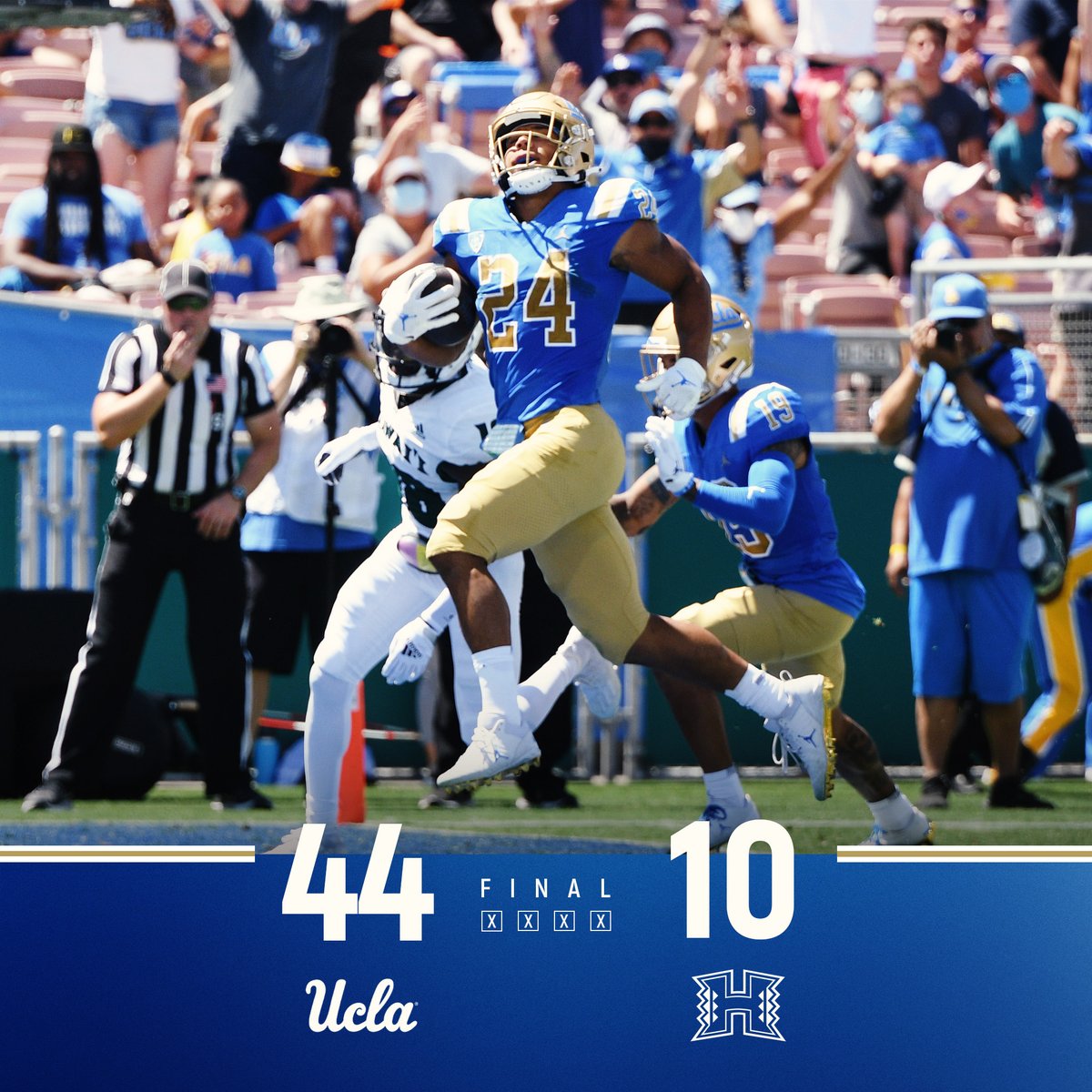 FINAL: UCLA 44, Hawaii 10 

#GoBruins