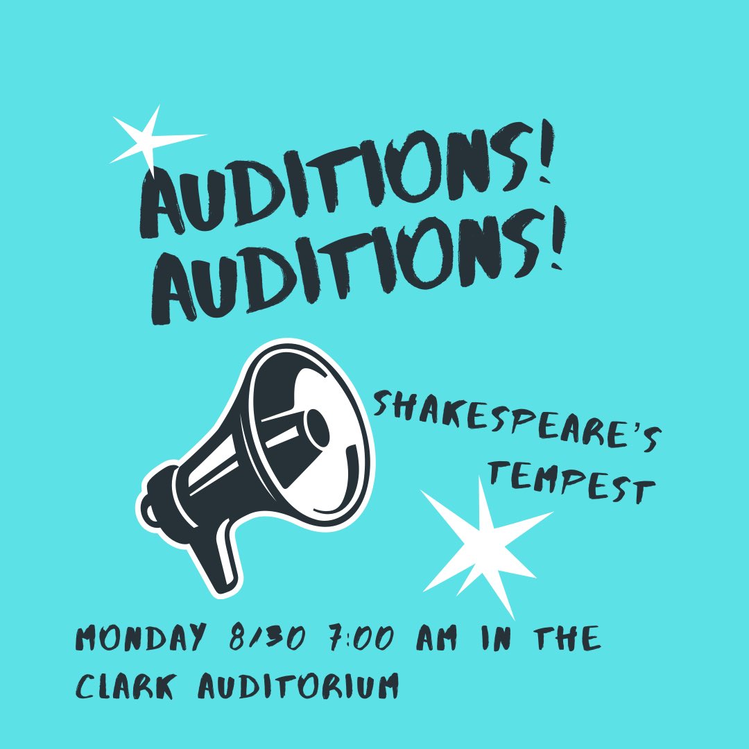 We are back! Auditions fresh on Monday morning 7:00 am in the Auditorium!