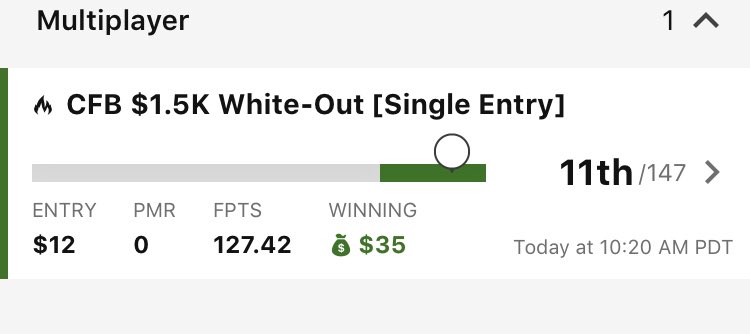 JoeyPropz's tweet photo. First #DFS play of the #NCAA season!! Gimme my money #RedzoneDFS #DFS @RedZone_DFS @VinnieLevine29 @JJMcIntosh https://t.co/pFWvvzwj7l