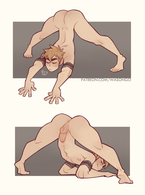 KomuvitanD's tweet photo. were characters supposed to be dressed for this???? I uh. this is just bak doing his naked yoga routine.

2 angles because why the hell not. posting early so i'm not like 6 months late to the tag lmfao.

#jackochallenge #nsfw https://t.co/ezKH1x27Uo