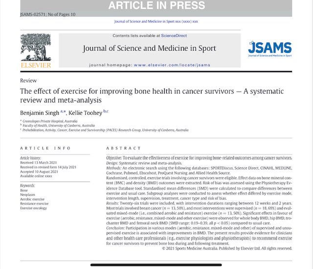 Kellietoohey's tweet photo. IN PRESS - FREE to download (link below) for the next 50 days 👏🏻 

Thanks to @_JSAMS  @BenSinghPhD 
@UniCanberra @UCExerciseONC @UCResearch1 

https://t.co/WHZMTPHb4r https://t.co/DCqLxoZ4uF