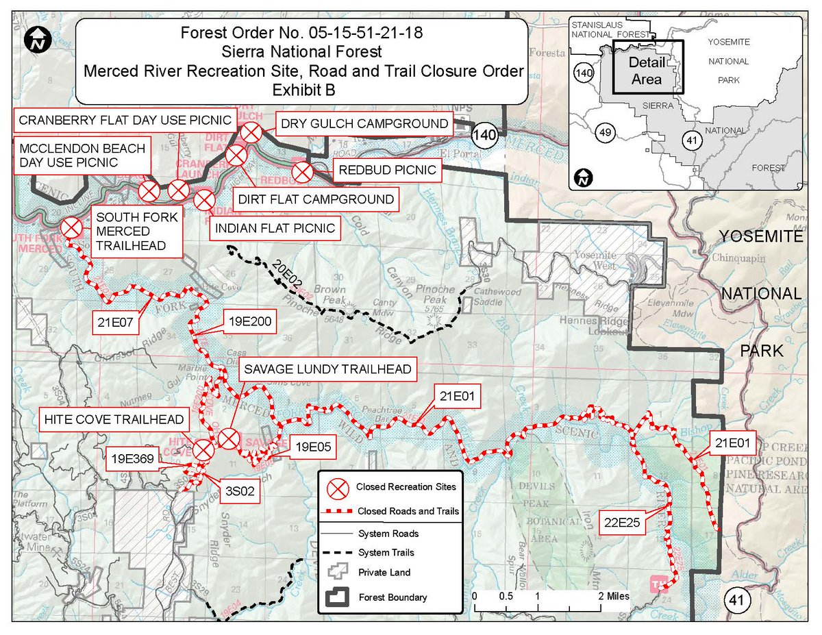 Sierra National Forest issues Forest Order No. 05-15-51-21-18, Merced River Recreation Site, Road and Trail Closure - for full closure order go.usa.gov/xFJuf