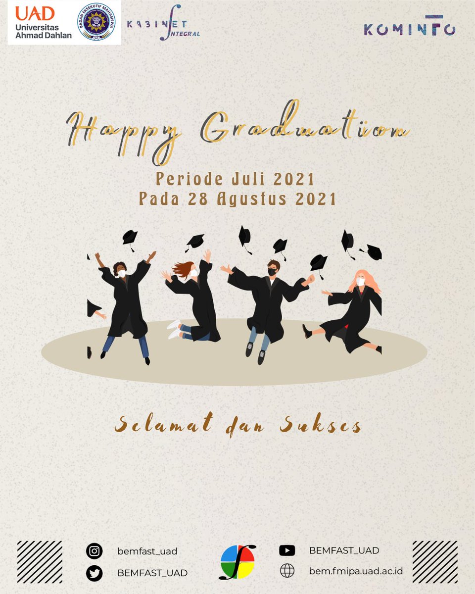 BEMFAST_UAD's tweet photo. Selamat kepada kakak-kakak Wisudawan dan Wisudawati atas gelar Sarjana ataupun Pascasarjana😊
Semoga ilmu yang di dapatkan barakah dan bermanfaat bagi kita semua, Aamiin😊🙏 https://t.co/L7fiskcYsv