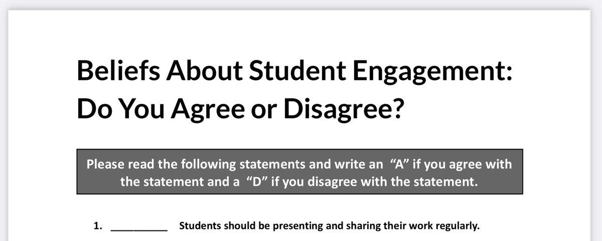StefaniePitzer's tweet photo. Student Engagement Belief Statement β‘οΈ Ts read statements determined if agreed or disagreed, then discussed in small groups & formed statement, finally came together as a staff for one belief statement #principalsinaction #momsasprincipals #PrincipalEDleaders #Pitzer2d #LWrockets https://t.co/ntr38uLYci
