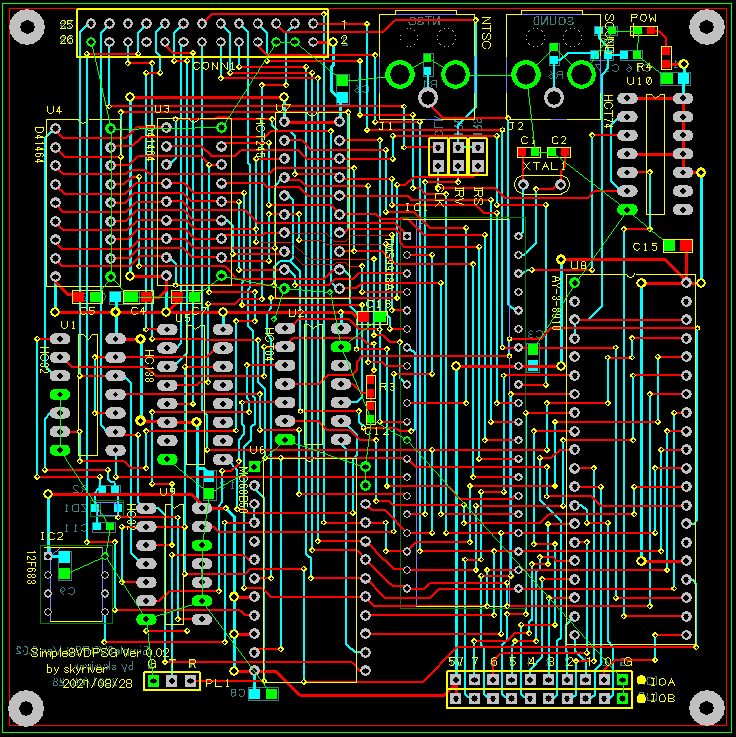 wcinp's tweet photo. 13個のDIP ICを使ったオリジナル8bit CPUを検討中
VDP(TMS9918)やPSG(AY-3-8910)を実装したサブ基板が動いているようなので回路図とパターンを改版してALLPCBさんに製造依頼しました（クーポン使えました^^）
https://t.co/QET7KBg4QP
#Simple8Z #VDPSG #OriginalCPU #自作CPU https://t.co/8NcyPfZAu3