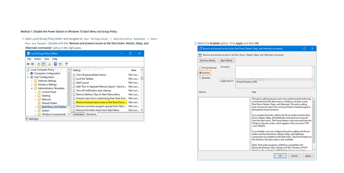 CAStenman's tweet image. How to Disable the Power Button in Windows 10 Start Menu  bit.ly/3sWjmcu  #Windows10 #PowerButton #HowTo