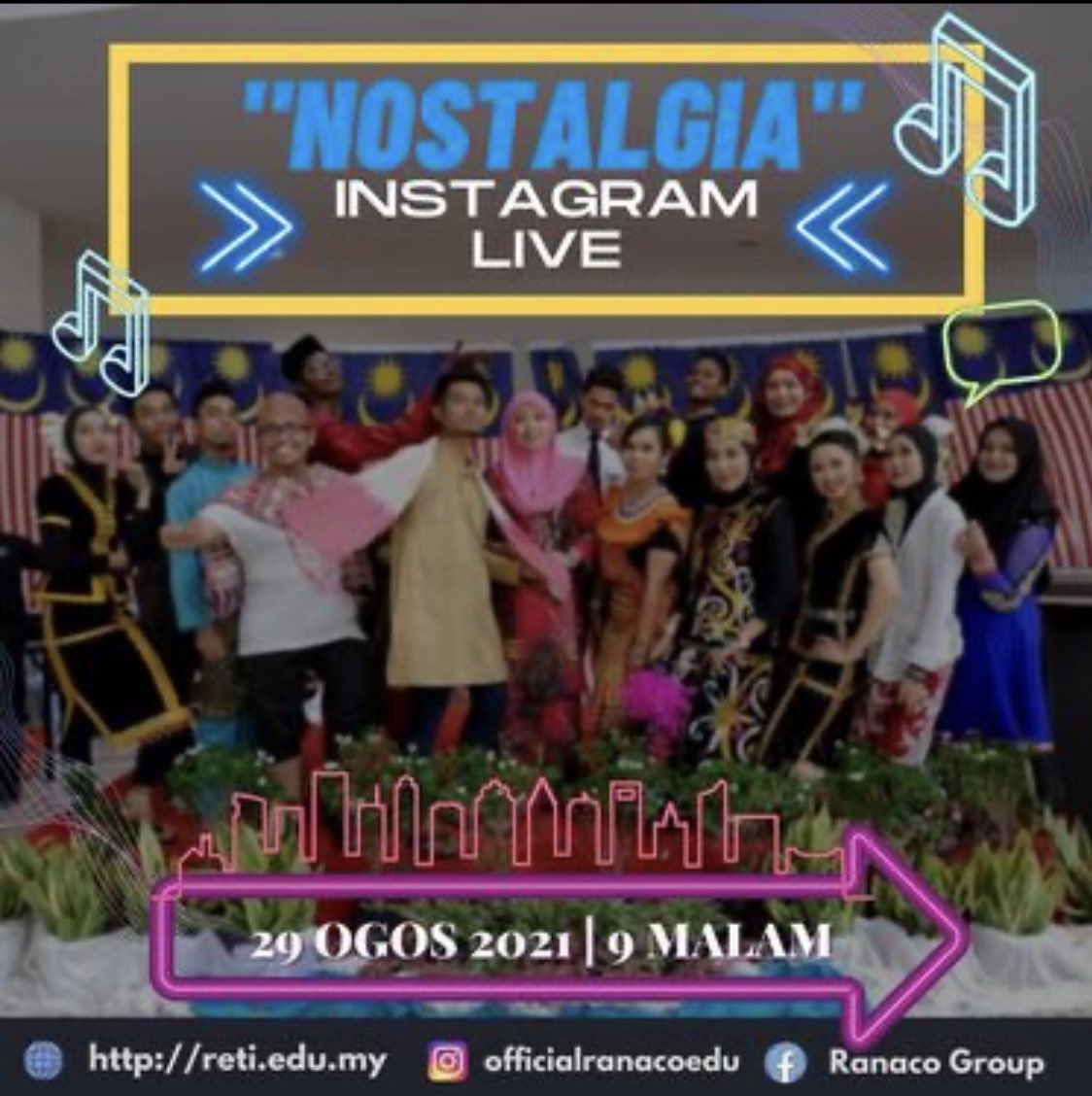 ranacoedu's tweet photo. " NOSTALGIA" Instagram Live🥳
.
Bersempena dengan bulan kemerdekaan, untuk live kalini min nak ambik aura kemerdekaan dan mengimbau nostalgia lama, program kemerdekaan, program kebudayaan, majlis konvokesyen dan pelbagai lagi event. 
. https://t.co/IJ9mz1s3oJ