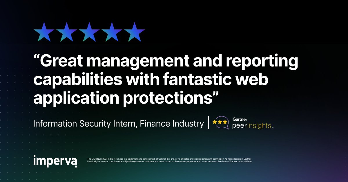 imlebin's tweet photo. What makes @Imperva's Cloud WAF one of the best? See what one happy customer has to say. #GartnerPeerInsights #TeamImperva https://t.co/lgBh3J2etl https://t.co/Fk68HycpGt