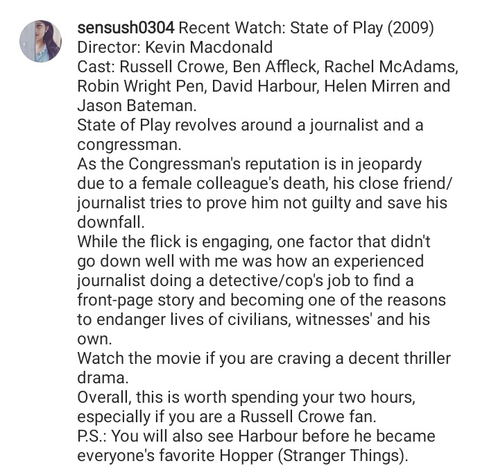 s_sen03's tweet photo. #recentwatch #stateofplay #russellcrowe #BenAffleck https://t.co/Fbdy3Zlm1j