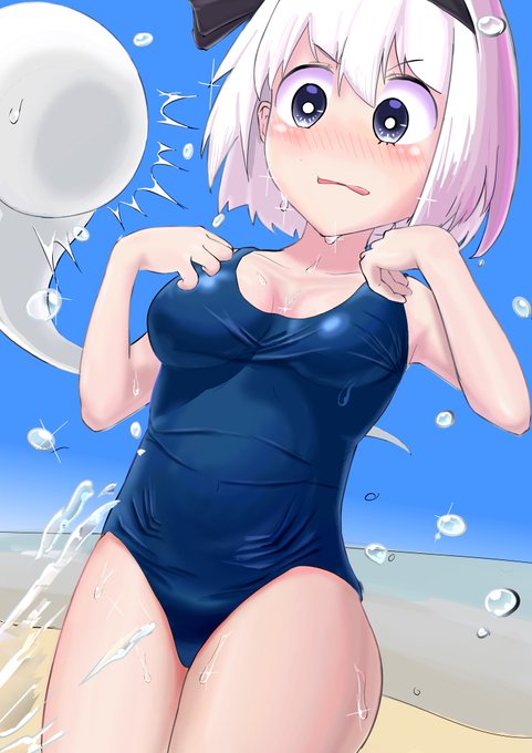 #魂魄妖夢
夏休みももう終わりますが、水着妖夢ちゃんを描きました! 